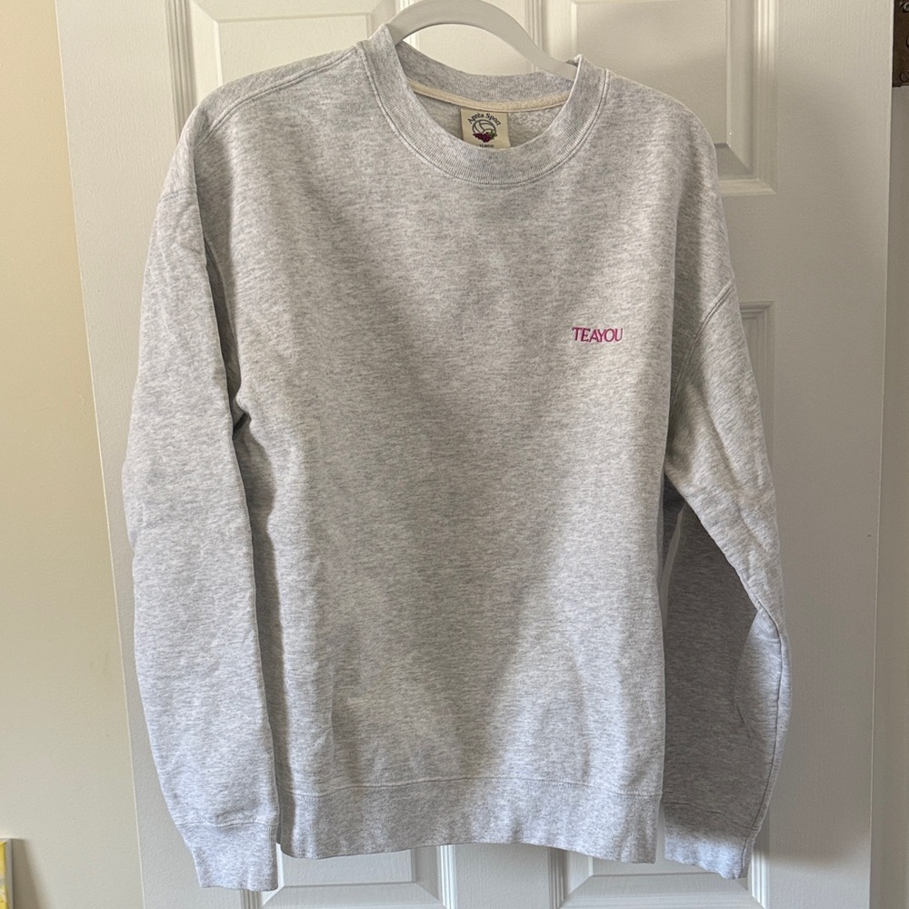 TEAYOU 100% Cotton Grey Crewneck Sweatshirt